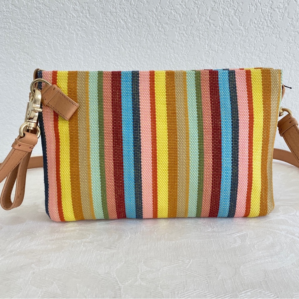 Foley and Corinna rainbow striped crossbody organizer bag